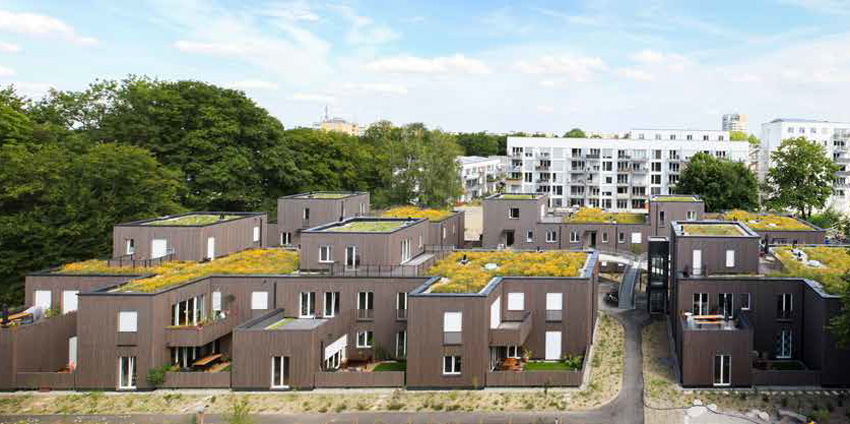 Un lotto di 39 appartamenti in Germania. Sono stati utilizzati i pannelli in legno prefabbricati e realizzati da LignoAlp nella sua sede in Alto Adige